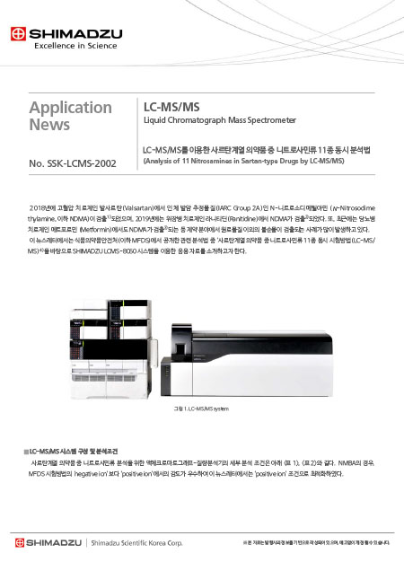 LC-MSMS를 이용한 사르탄계열 의약품 중 니트로사민류 11종 동시 분석법