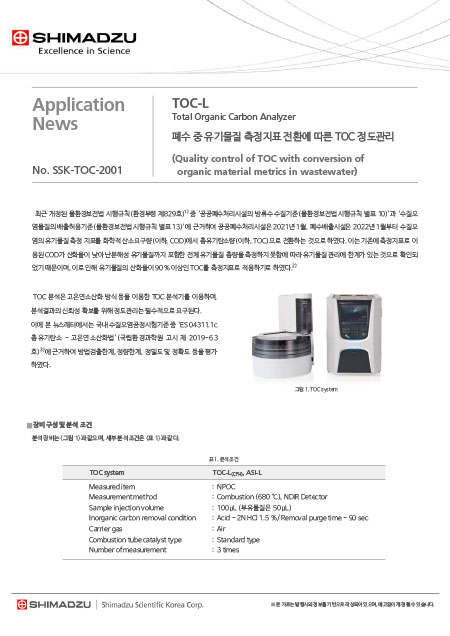 수질오염 공정시험법에 따른 TOC 정도관리
