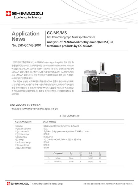 GC-MSMS를 이용한 메트포르민 의약품 내 NDMA 분석