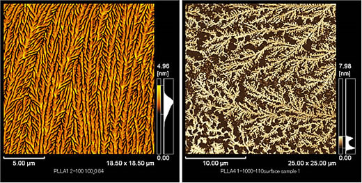 hin film crystals of PLLA which is a kind of degradable plastics